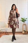 Vestido floral com laço e saia plissada em camadas - lavishiochicvestidolavishiochic