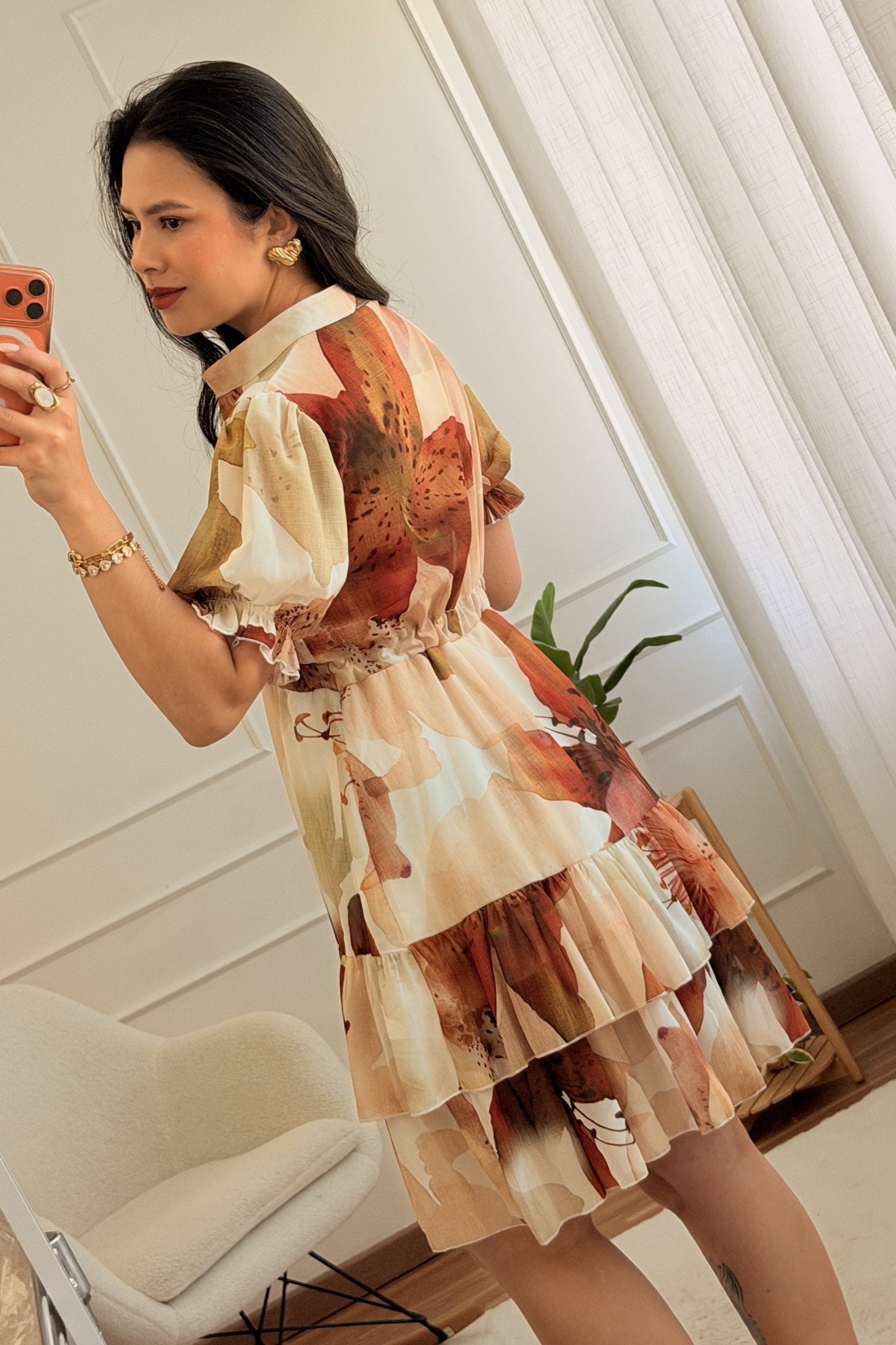 Vestido fluido floral com folhos - lavishiochicvestidolavishiochic