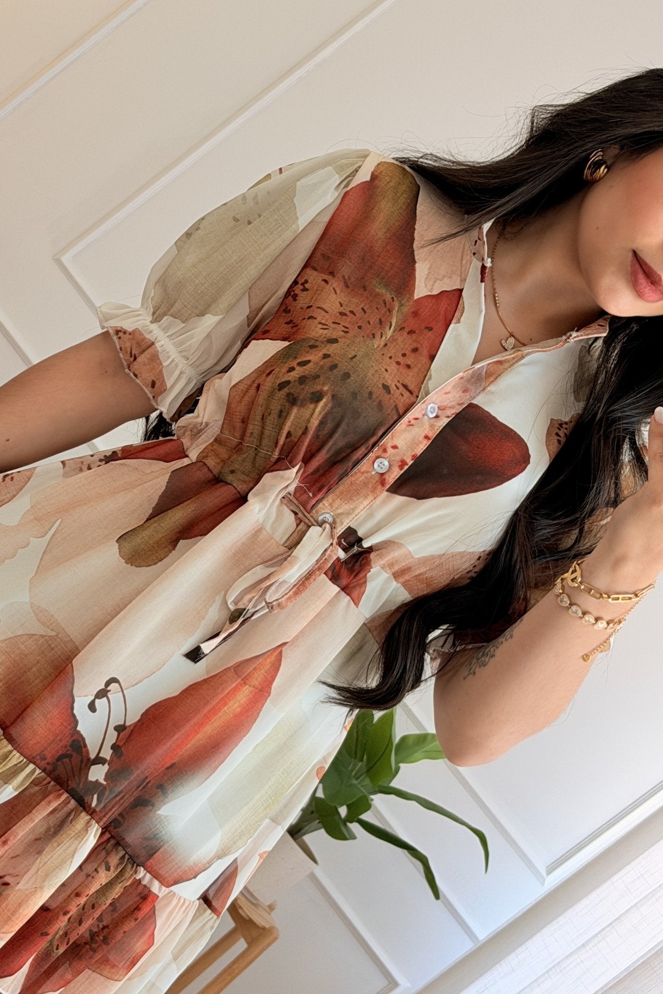 Vestido fluido floral com folhos - lavishiochicvestidolavishiochic