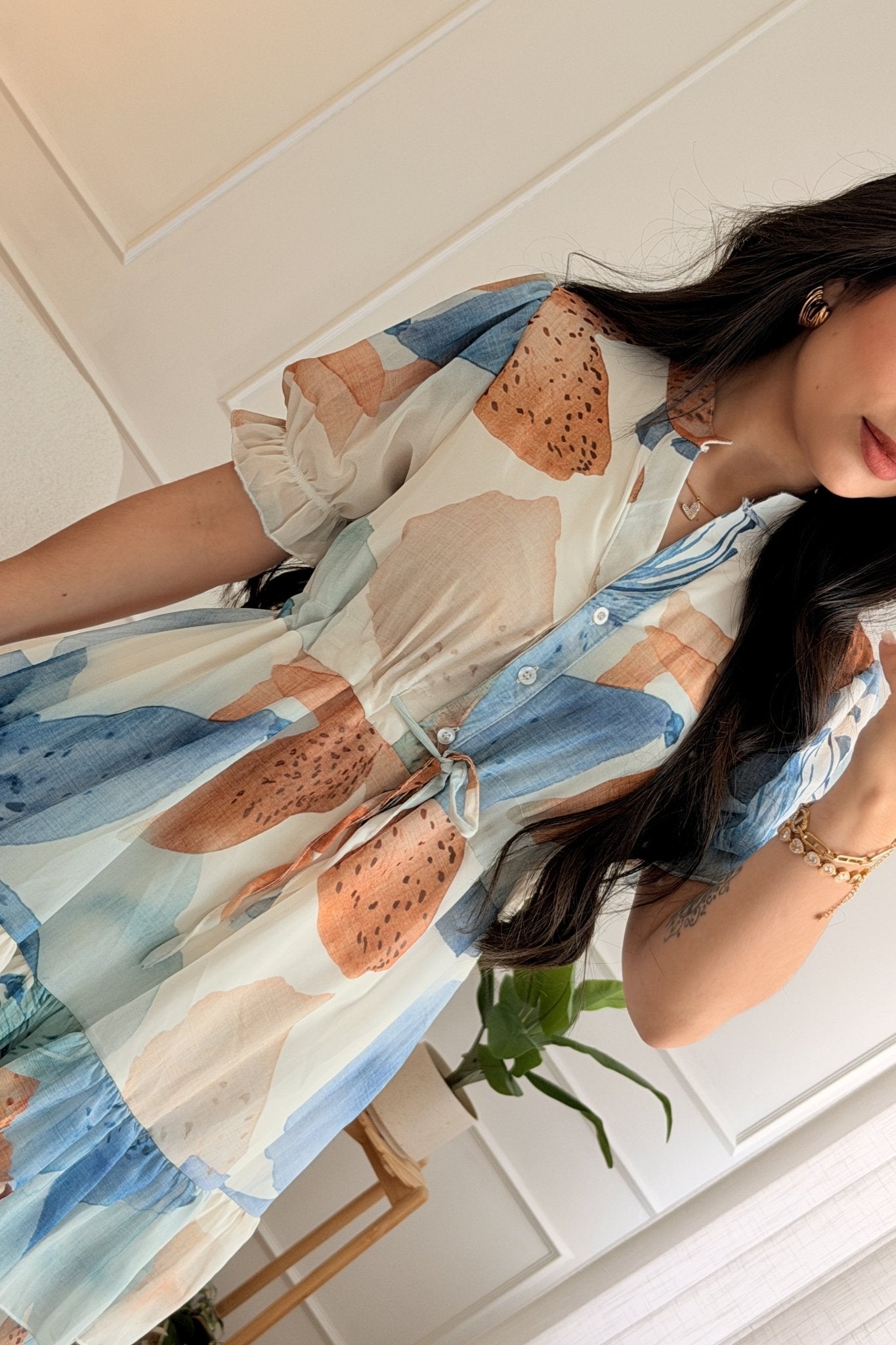 Vestido fluido floral com folhos - lavishiochicvestidolavishiochic