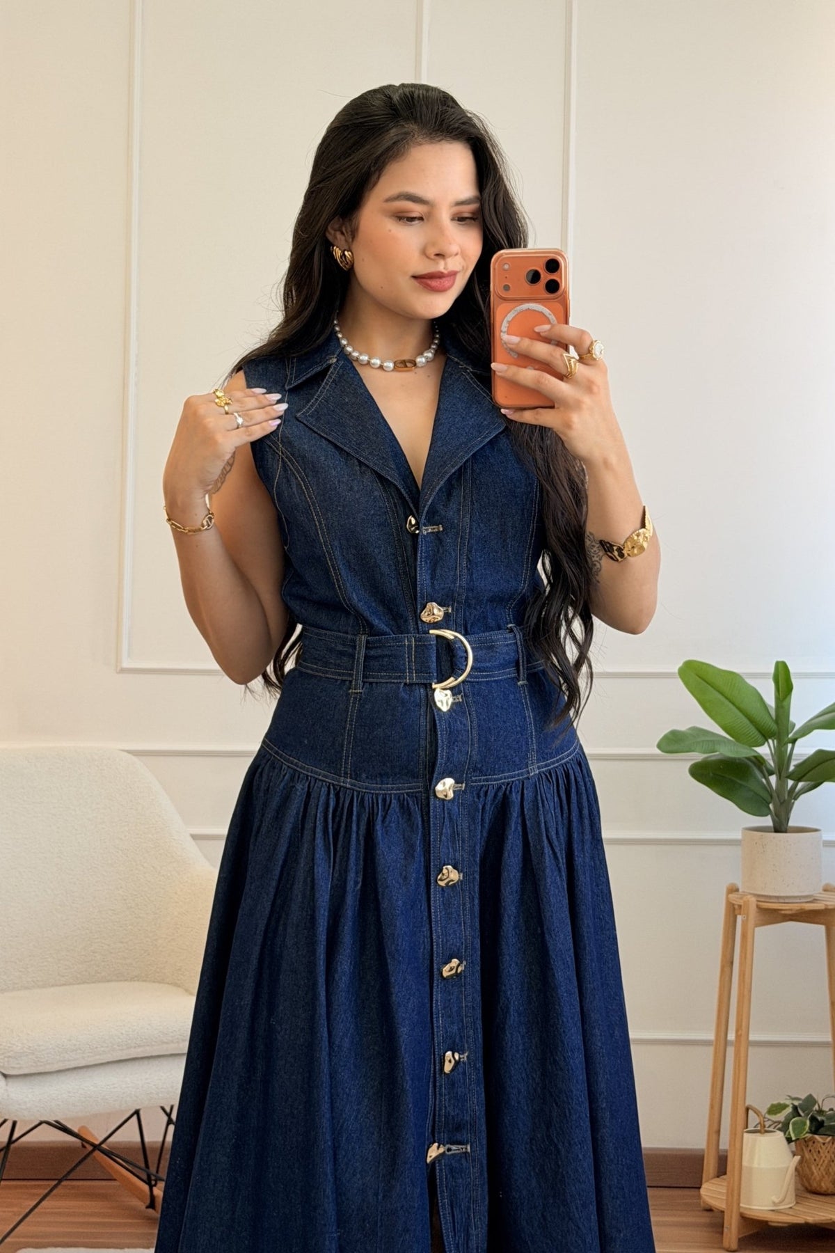 Vestido ganga sem mangas com lapela - lavishiochicvestidolavishiochic