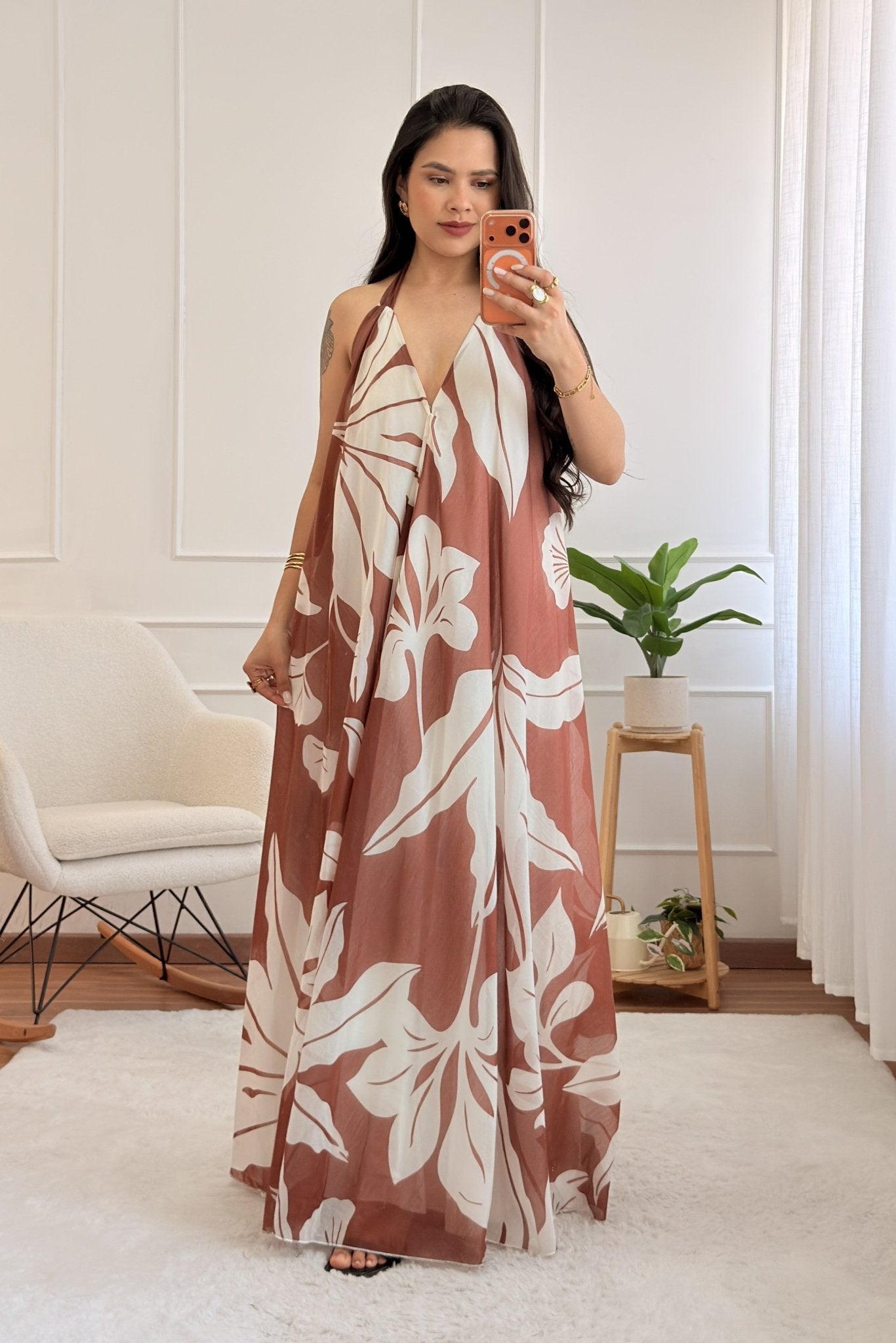 Vestido halter com estampa tropical LUMINA - lavishiochicvestidolumina