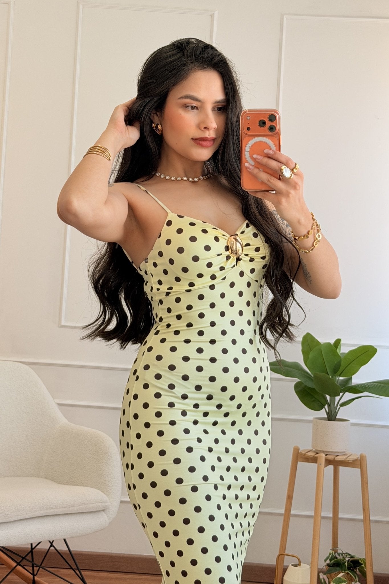 Vestido Justo com Estampa de Bolinhas - lavishiochicvestidolavishiochic