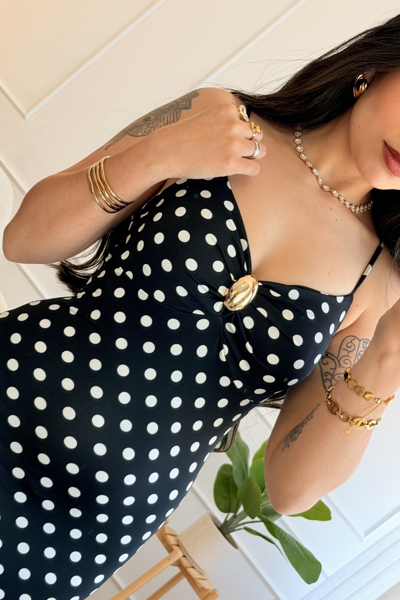 Vestido Justo com Estampa de Bolinhas - lavishiochicvestidolavishiochic