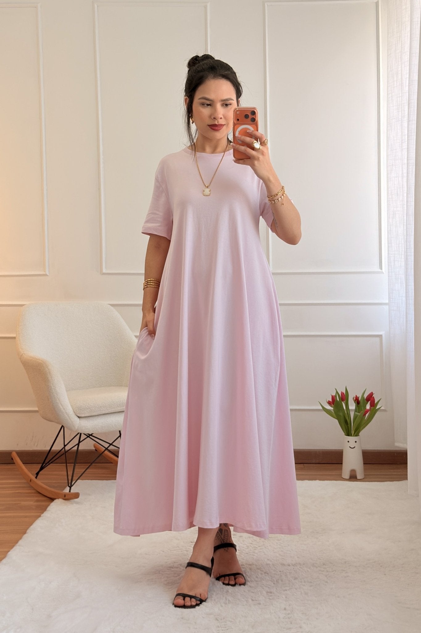Vestido longo com bolsos laterais LUMINA - lavishiochicvestidolumina