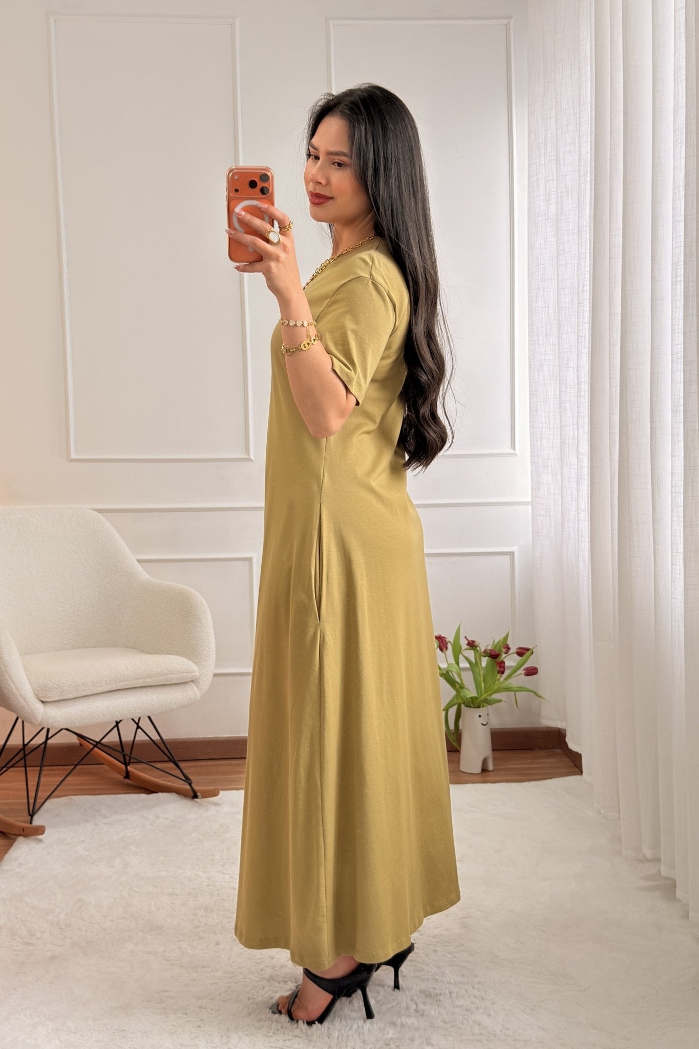 Vestido longo com bolsos laterais LUMINA - lavishiochicvestidolumina