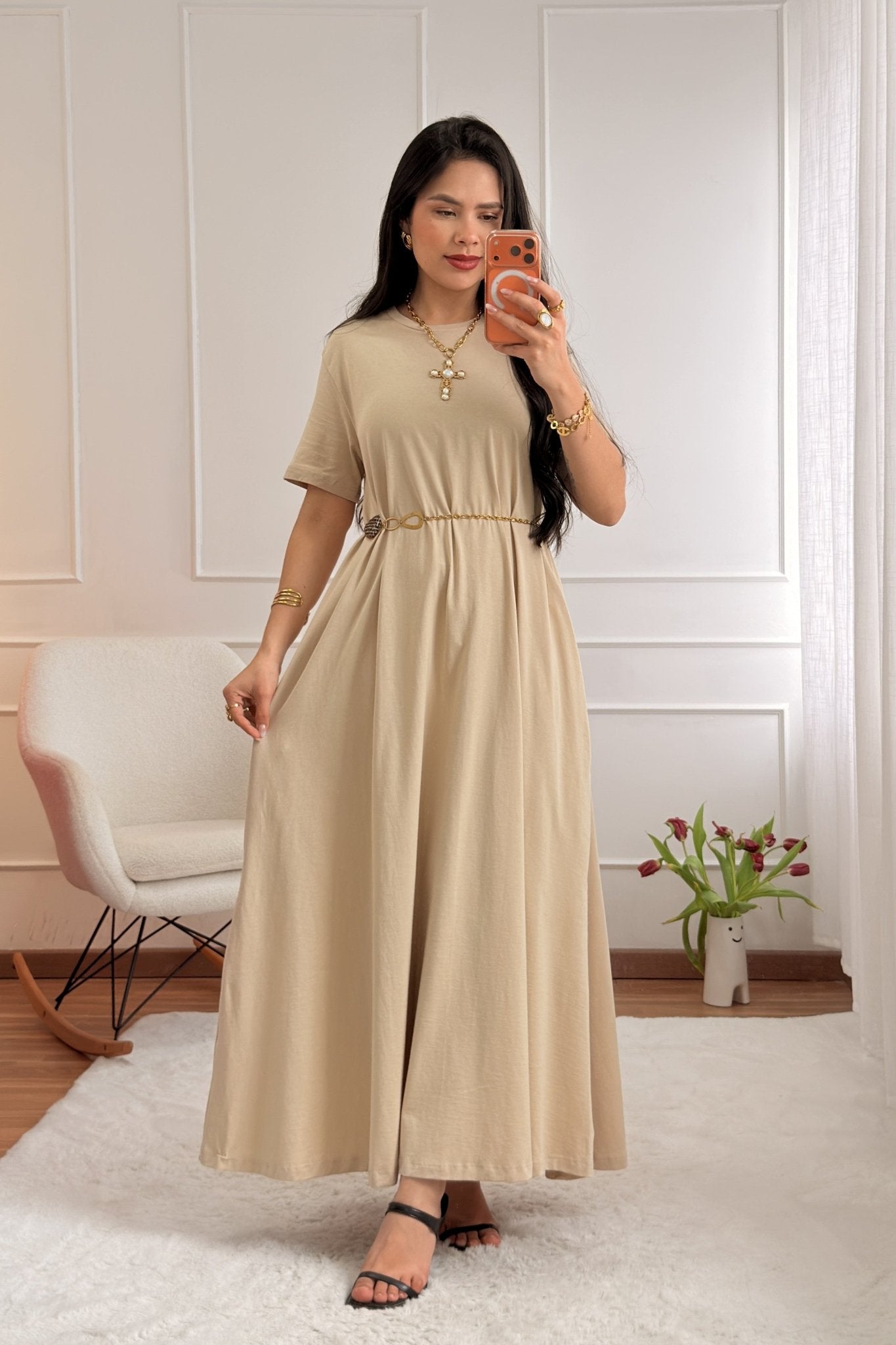 Vestido longo com bolsos laterais LUMINA - lavishiochicvestidolumina
