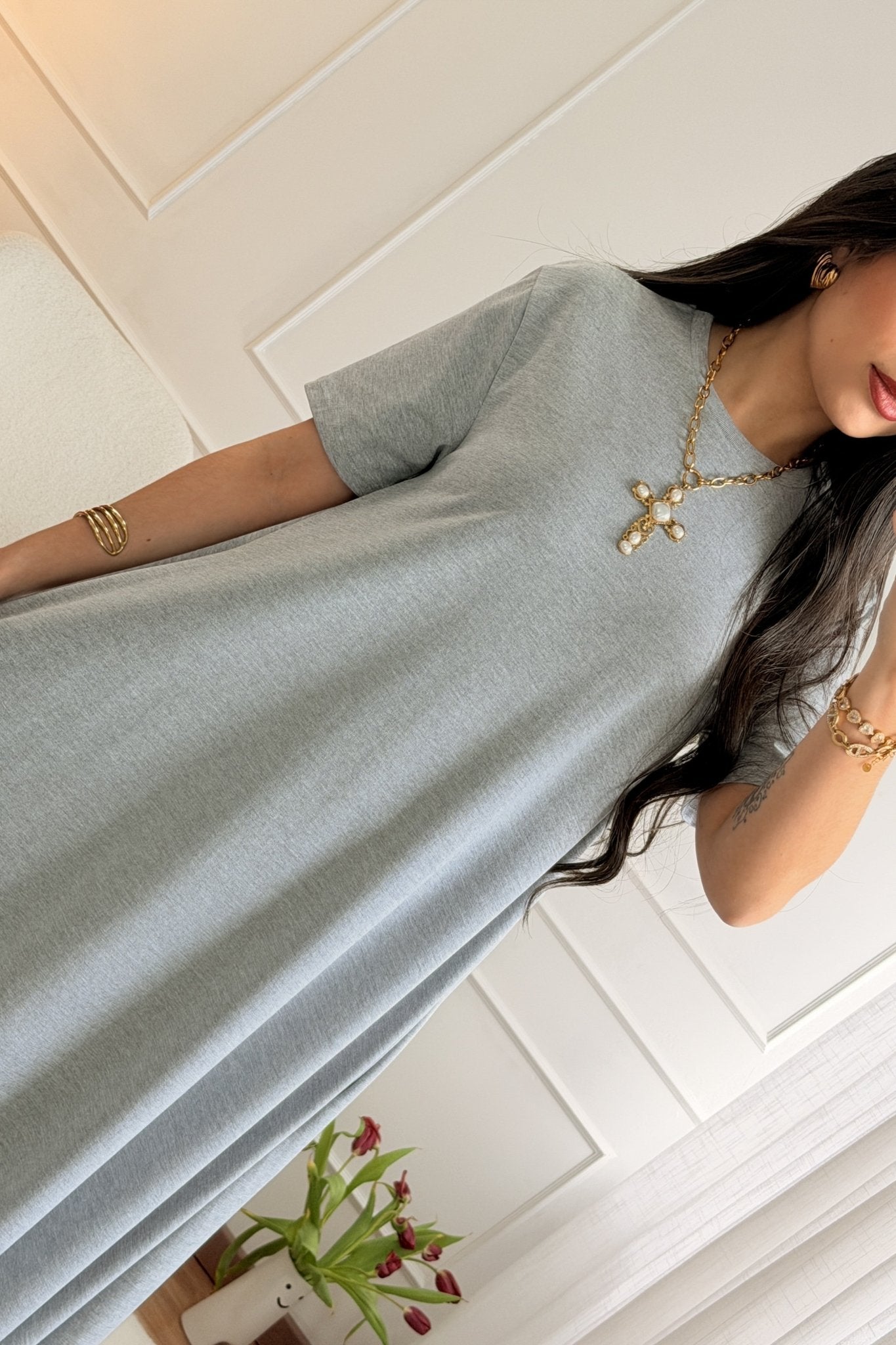 Vestido longo com bolsos laterais LUMINA - lavishiochicvestidolumina