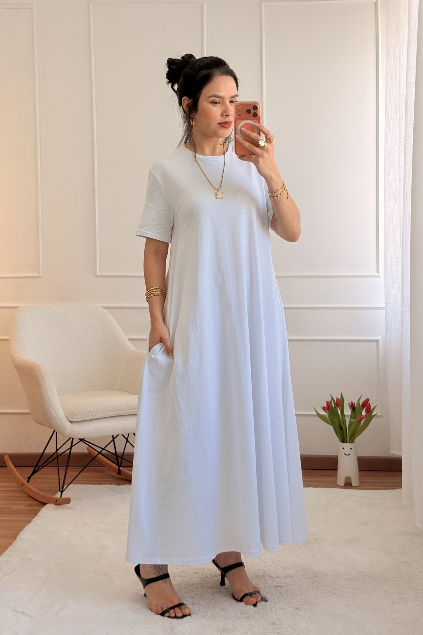 Vestido longo com bolsos laterais LUMINA - lavishiochicvestidolumina