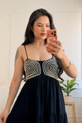 Vestido longo com bordado geométrico - lavishiochicvestidolavishiochic