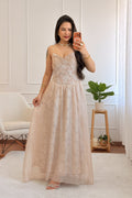 Vestido Longo com Renda e Transparência AZAKA - lavishiochicvestidoAZAKA