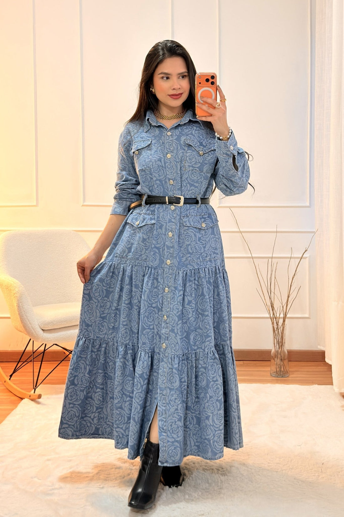 Vestido Longo de Ganga AZAKA - lavishiochicvestidoAZAKA