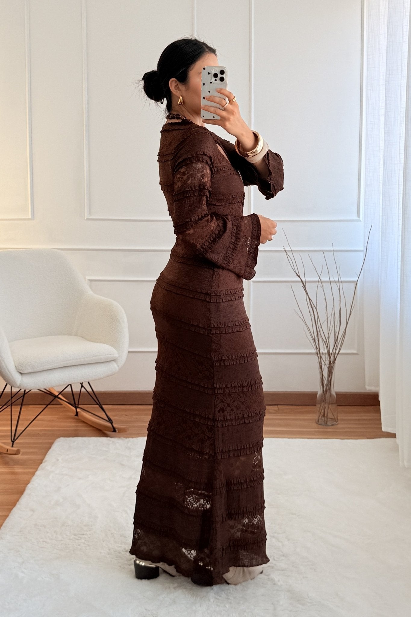 Vestido Longo de renda AZAKA - lavishiochicvestidoAZAKA
