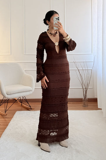 Vestido Longo de renda AZAKA - lavishiochicvestidoAZAKA