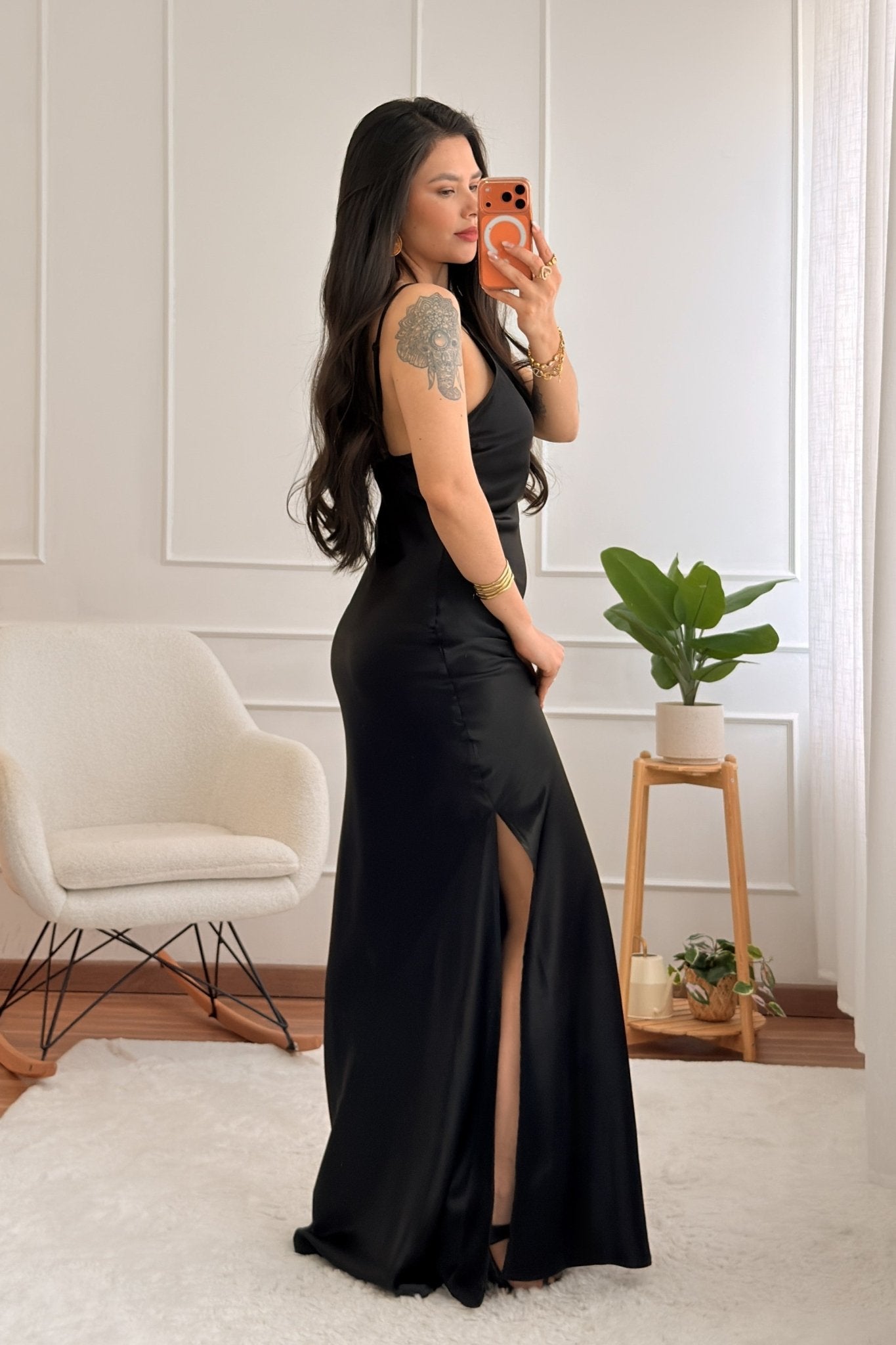 Vestido longo em cetim fluido LUMINA - lavishiochicvestidolumina