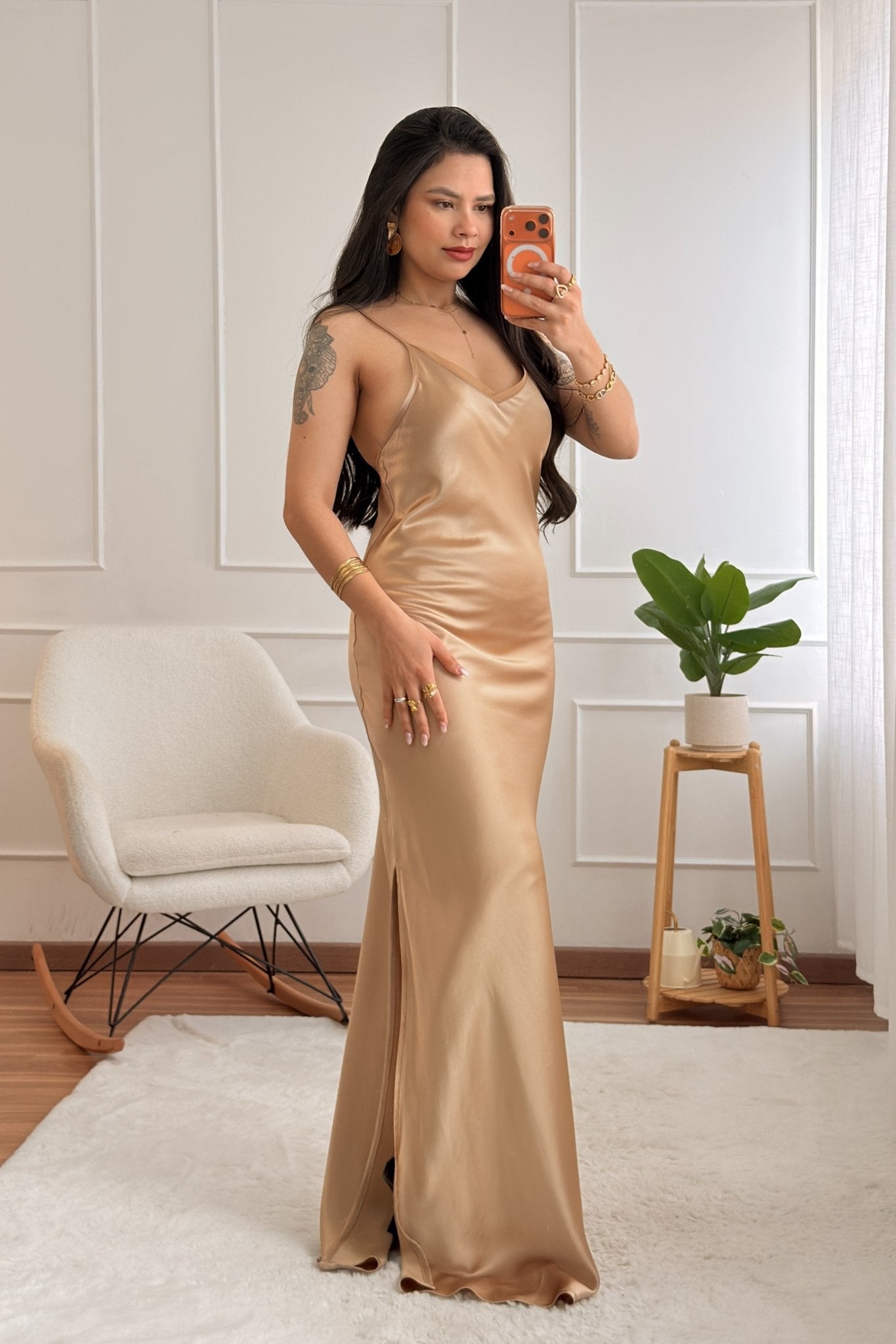 Vestido longo em cetim fluido LUMINA - lavishiochicvestidolumina