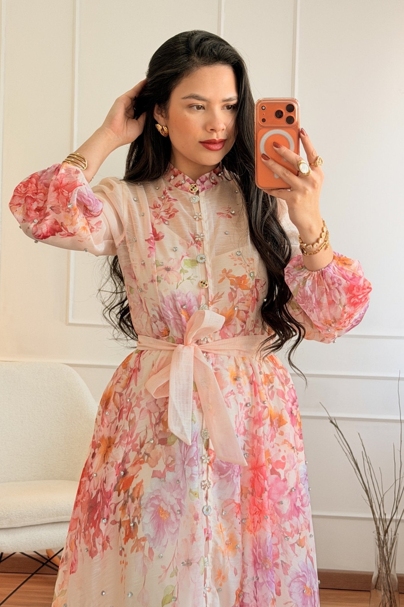 Vestido longo floral com strass - lavishiochicvestidolavishiochic
