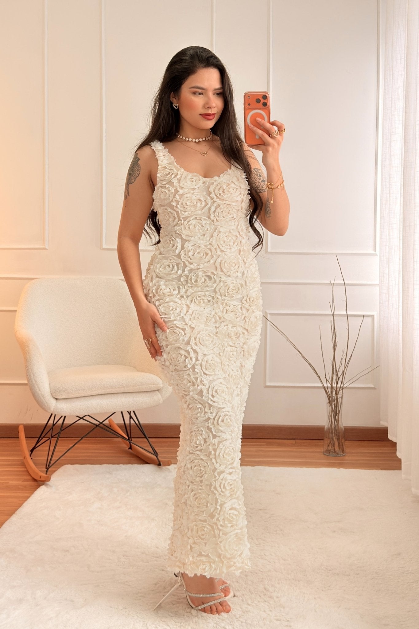 Vestido Longo Floral em Relevo MOCHY - lavishiochicvestidoMochy