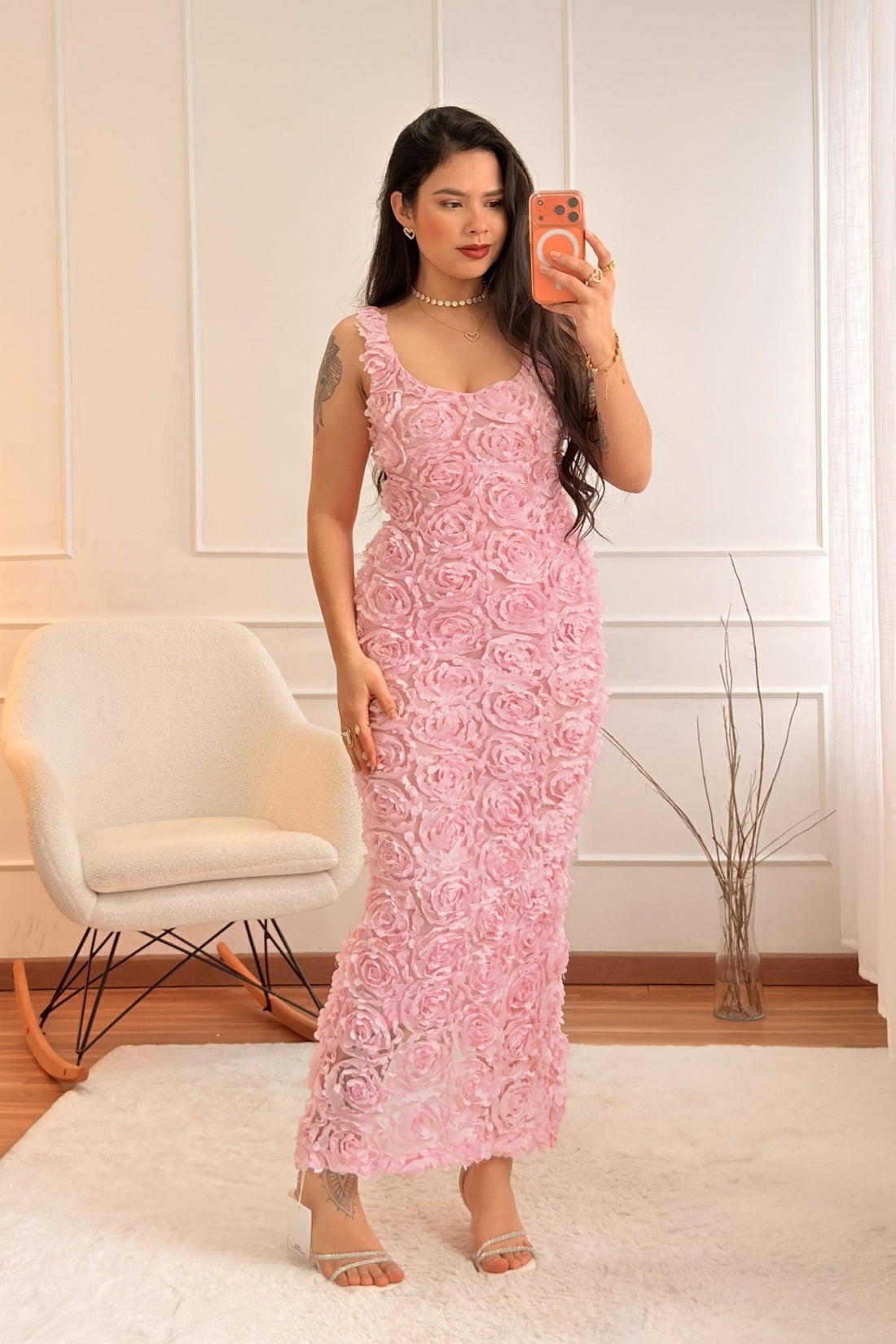 Vestido Longo Floral em Relevo MOCHY - lavishiochicvestidoMochy