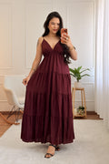 Vestido longo fluido com costuras efeito camadas - lavishiochicvestidolavishiochic