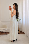 Vestido longo fluido com costuras efeito camadas - lavishiochicvestidolavishiochic