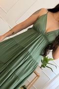 Vestido longo fluido com costuras efeito camadas - lavishiochicvestidolavishiochic