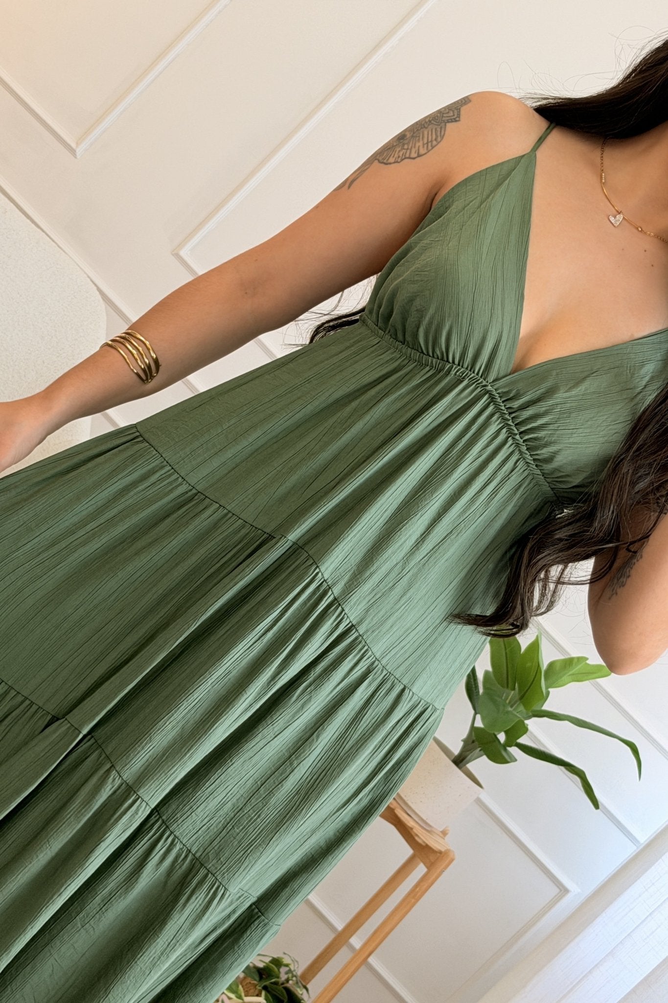 Vestido longo fluido com costuras efeito camadas - lavishiochicvestidolavishiochic