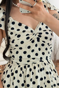 Vestido longo ombro a ombro com bolinhas AZAKA - lavishiochicvestidoAZAKA
