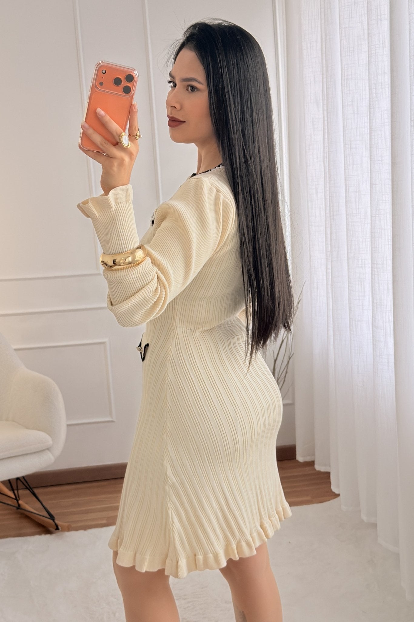 Vestido malha e botões de pérola - lavishiochicvestidolavishiochic