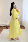 Vestido midi com detalhes artesanais e mangas abalonadas - lavishiochicvestidolavishiochic