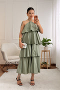 Vestido midi com folhos em camadas - lavishiochicvestidolavishiochic