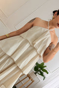 Vestido midi com folhos em camadas - lavishiochicvestidolavishiochic