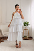 Vestido midi com folhos em camadas - lavishiochicvestidolavishiochic
