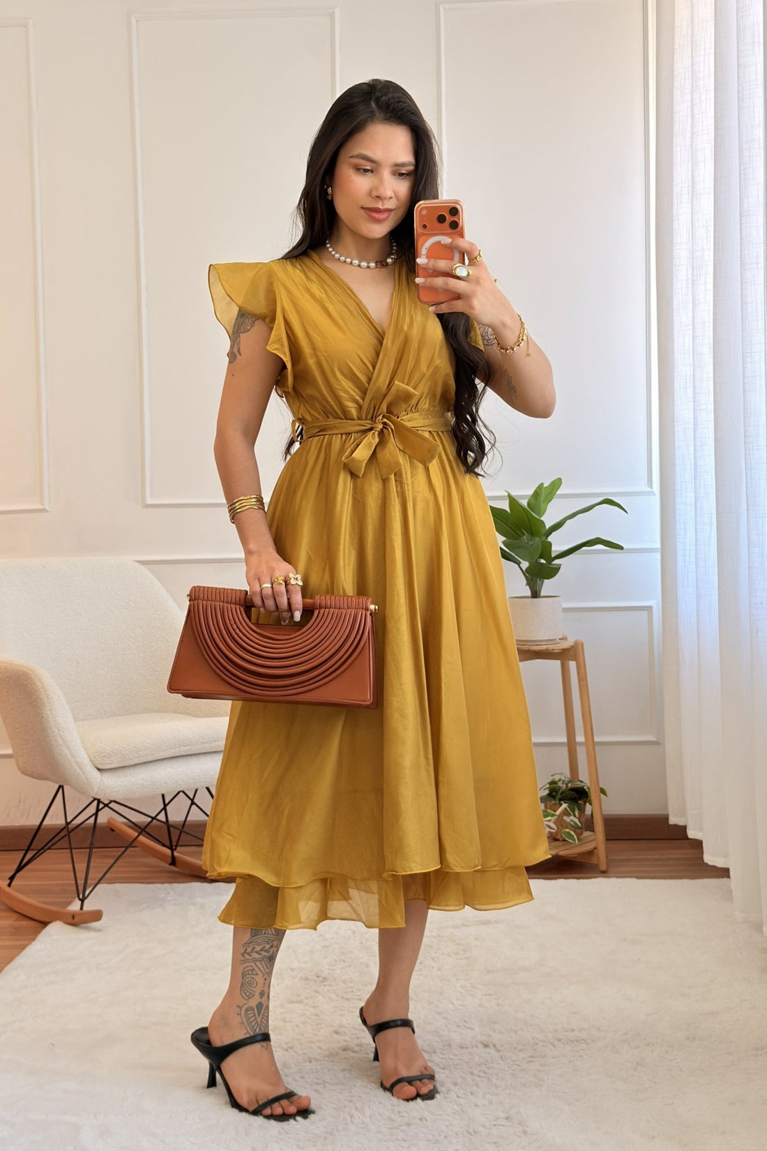 Vestido midi em tecido translúcido - lavishiochicvestidolavishiochic