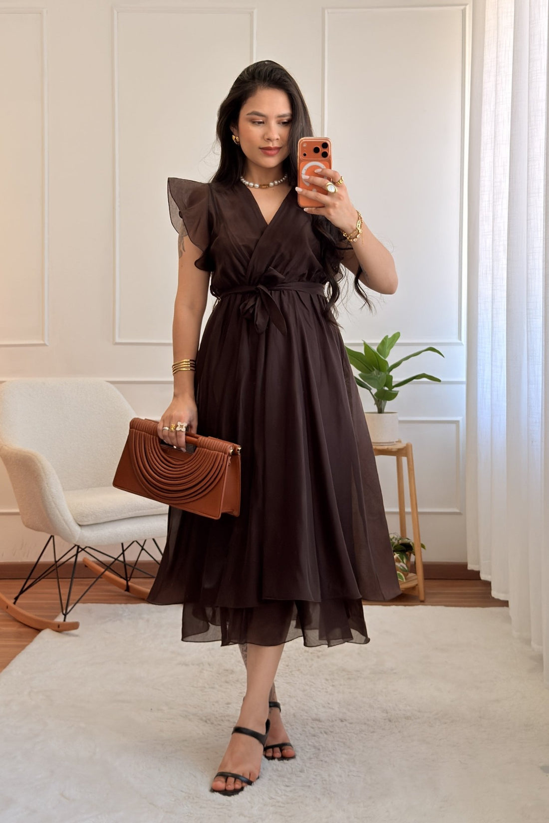Vestido midi em tecido translúcido - lavishiochicvestidolavishiochic