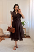 Vestido midi em tecido translúcido - lavishiochicvestidolavishiochic