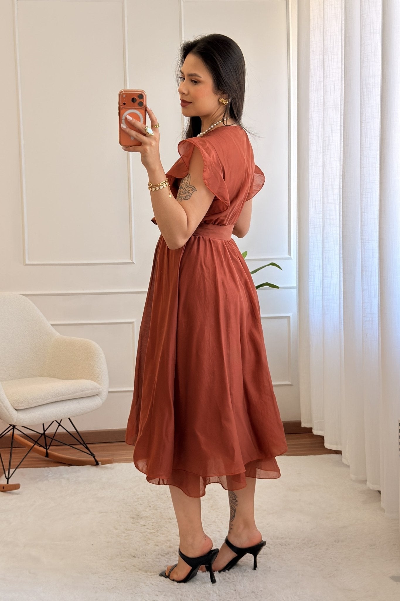 Vestido midi em tecido translúcido - lavishiochicvestidolavishiochic