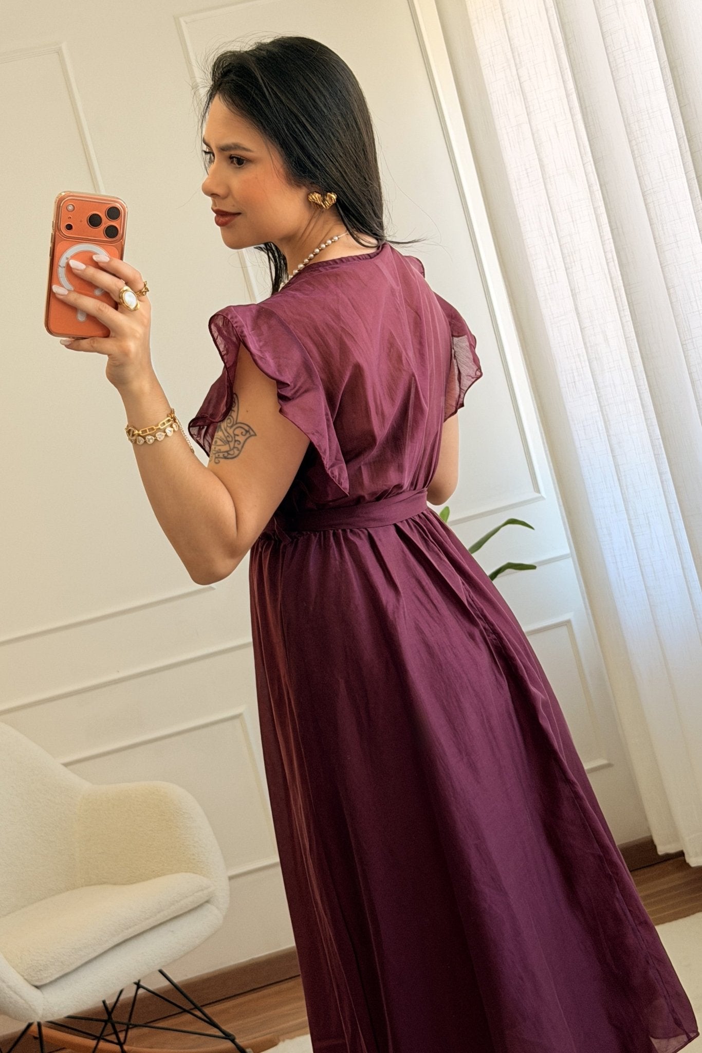 Vestido midi em tecido translúcido - lavishiochicvestidolavishiochic