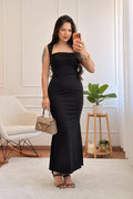 Vestido midi justo com alças largas - lavishiochicvestidolavishiochic