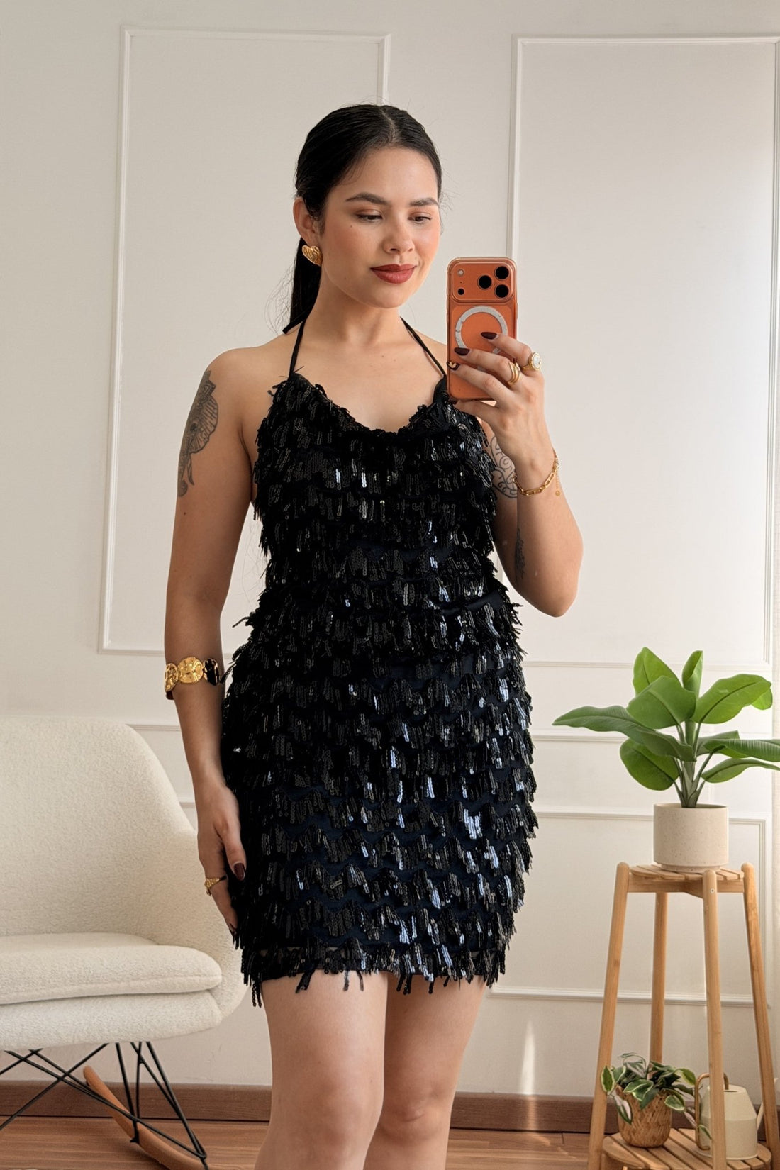 Vestido mini em tule com franjas e lantejoulas LUMINA - lavishiochicvestidolumina