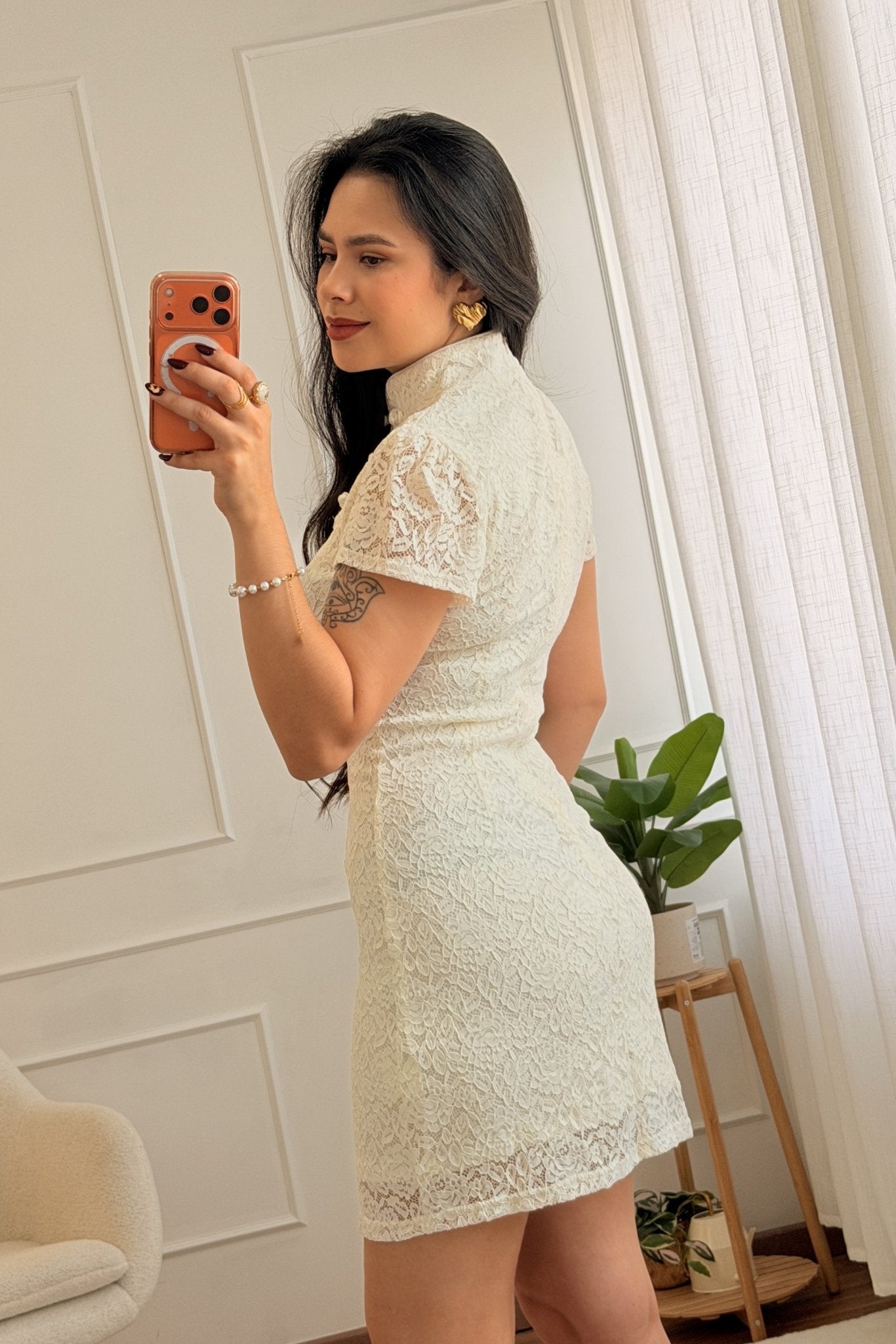 Vestido qipao curto em renda MOCHY - lavishiochicvestidoMochy