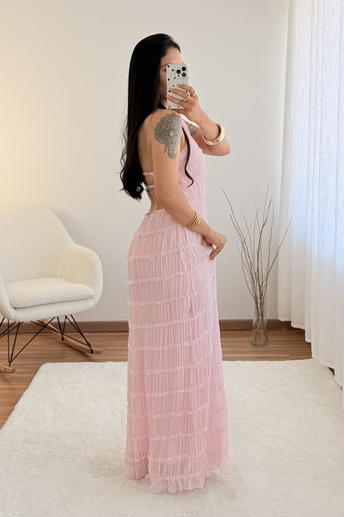 Vestido textura plissada FLAMMODE - lavishiochicvestidoFlammode