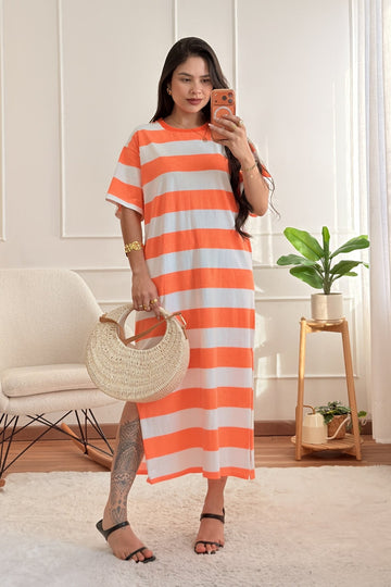 Vestido t‑shirt riscas horizontais TIMIAMI - lavishiochicvestidoTimiami