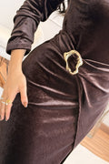 Vestido veludo com fenda lateral - lavishiochicvestidolavishiochic