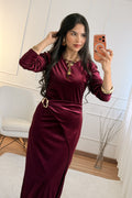 Vestido veludo com fenda lateral - lavishiochicvestidolavishiochic