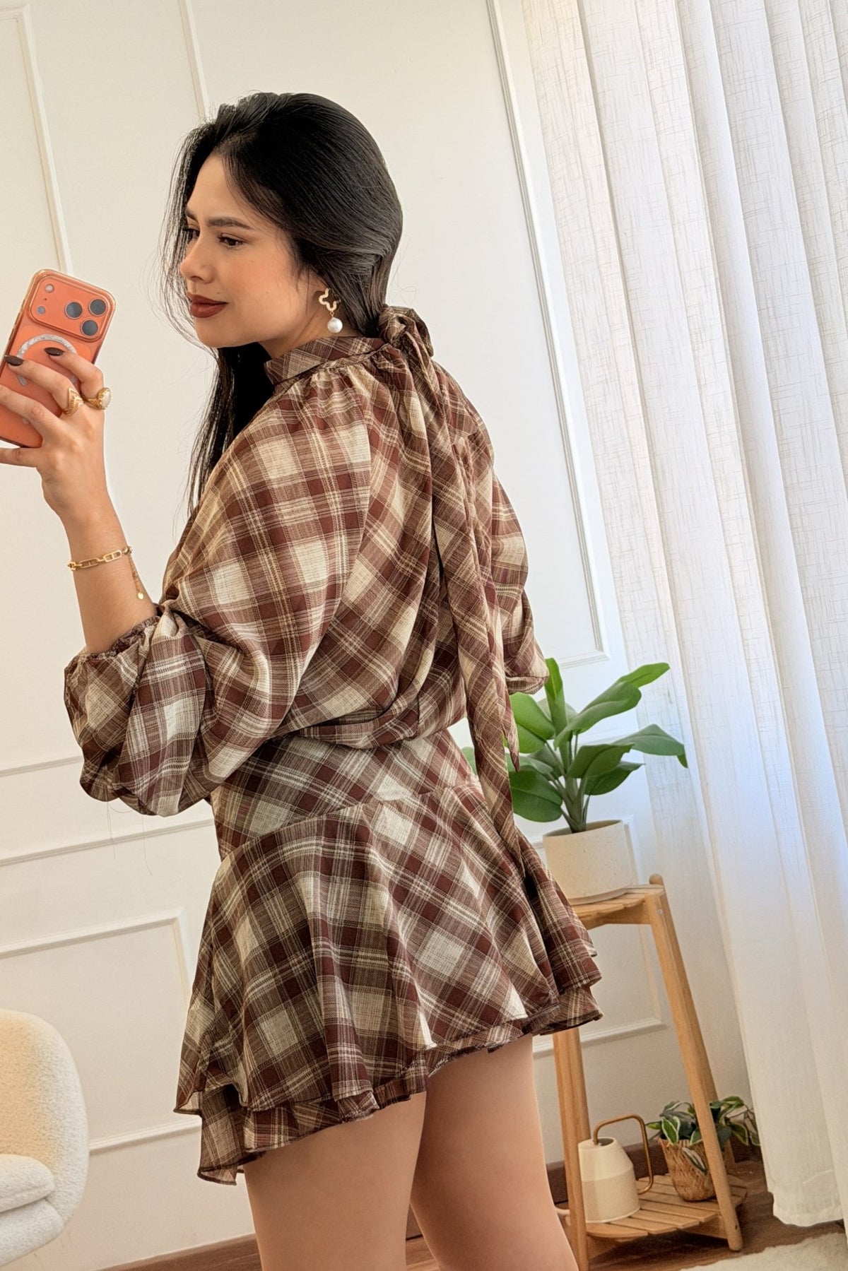Vestido xadrez com laço nas costas - lavishiochicvestidolavishiochic